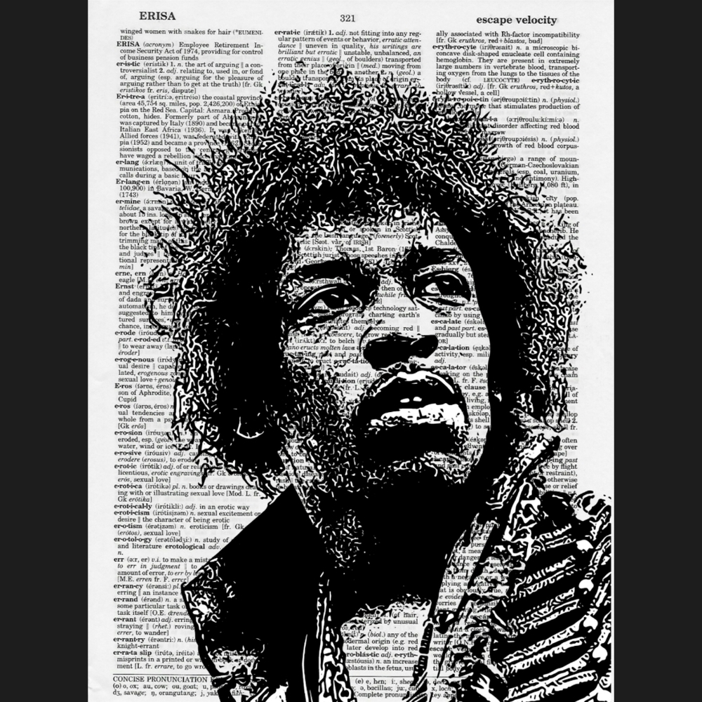 Jimmy Hendrix Music Vintage Dictionary Art Print - Picture 1 of 4